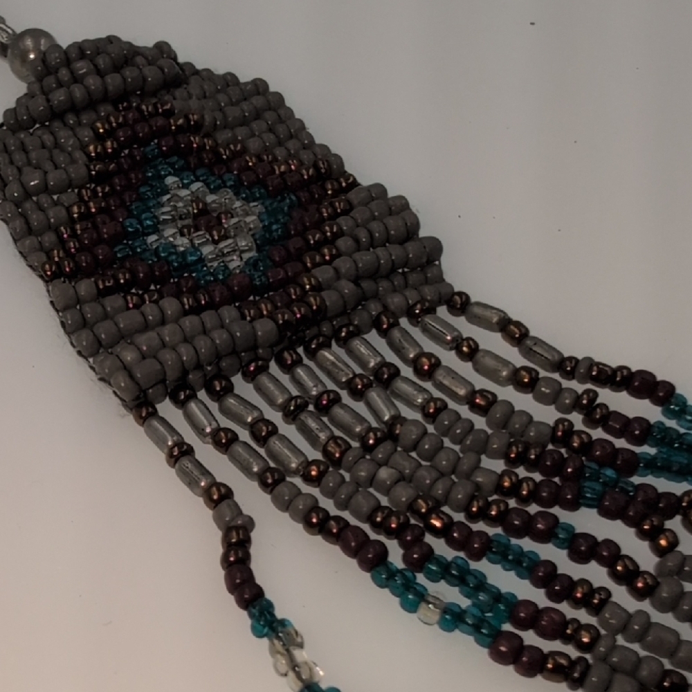 ✨ Artisan Style Hand-Beaded Multi-Strand Fringe Necklace ✨ - Picture 5 of 7